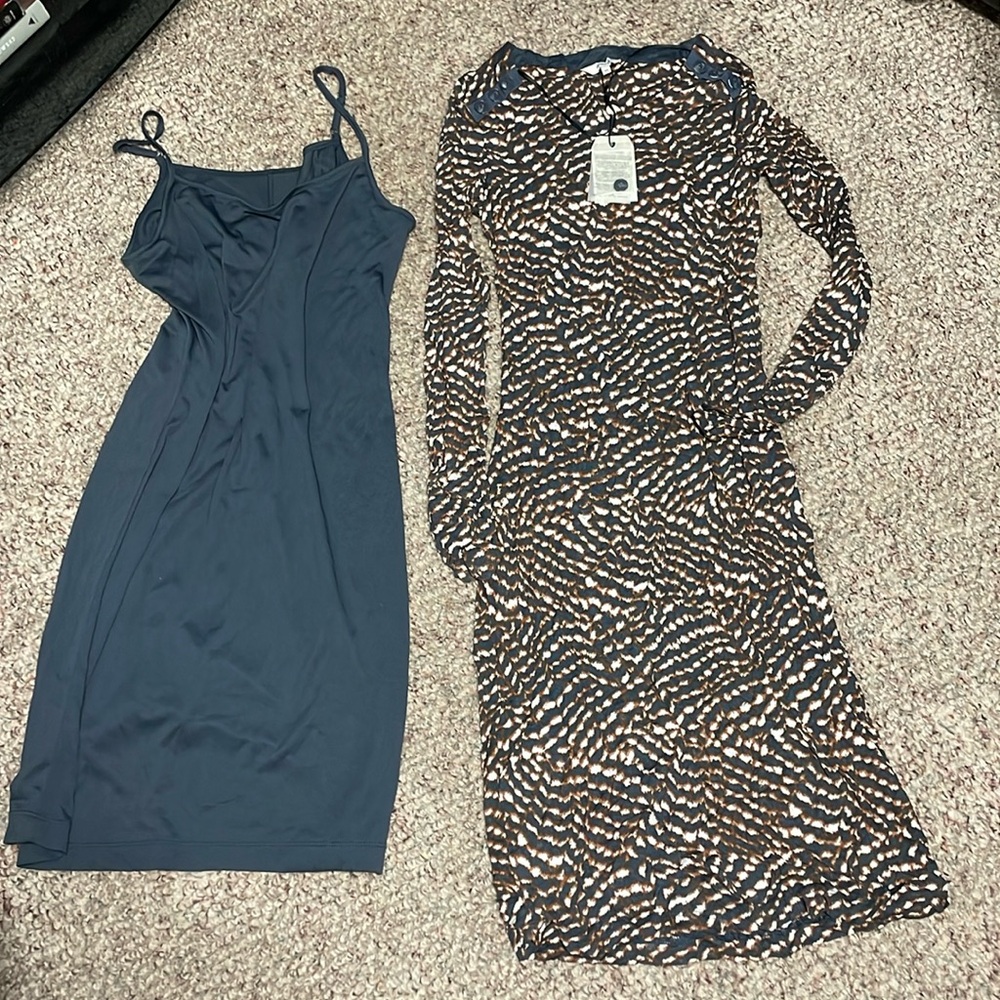 Sandwich mesh stretchy dress with separate lining slip
